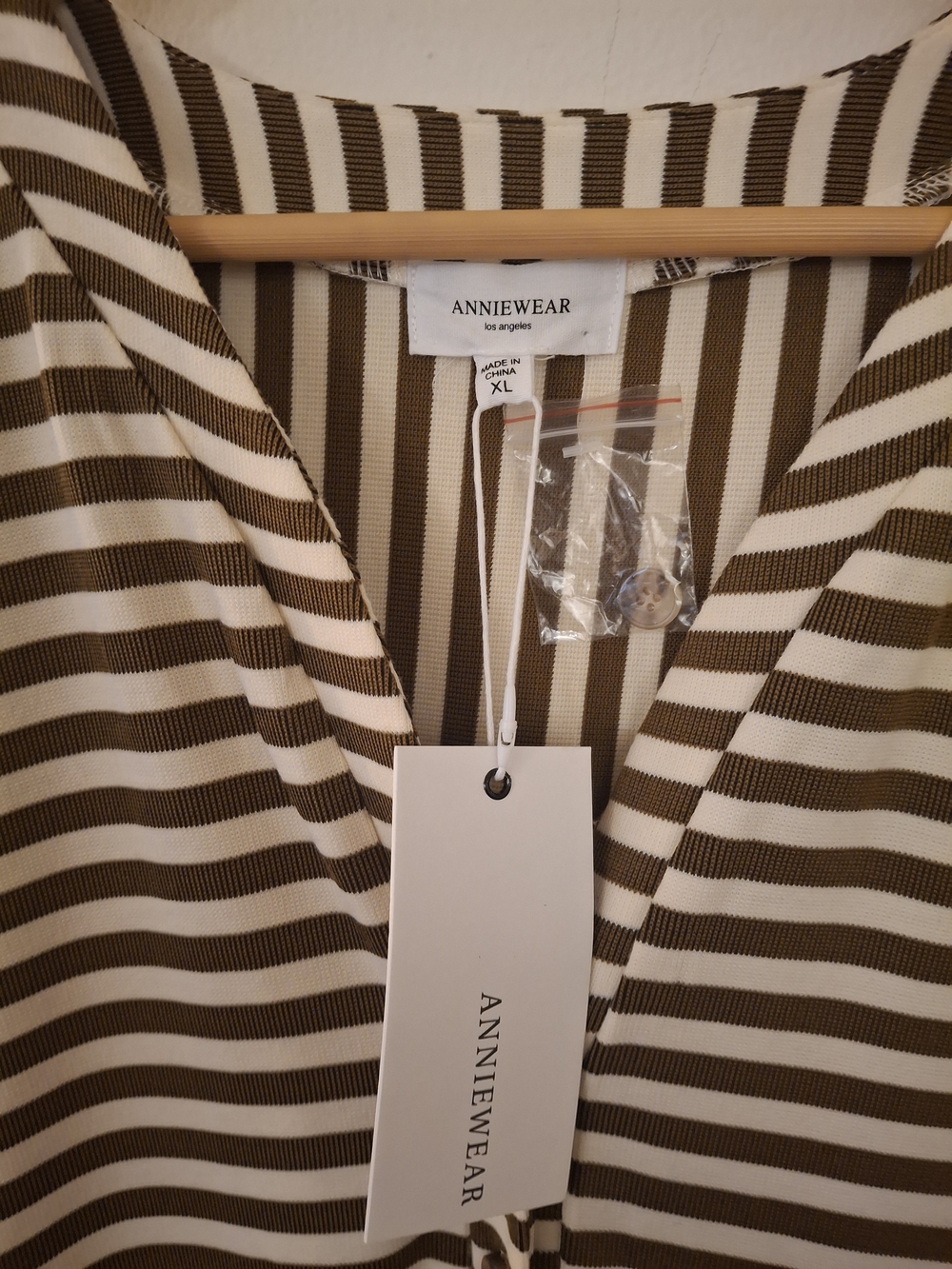 Annie Wide Leg Jumpsuit Brown and Cream Striped - Picture 6 of 8